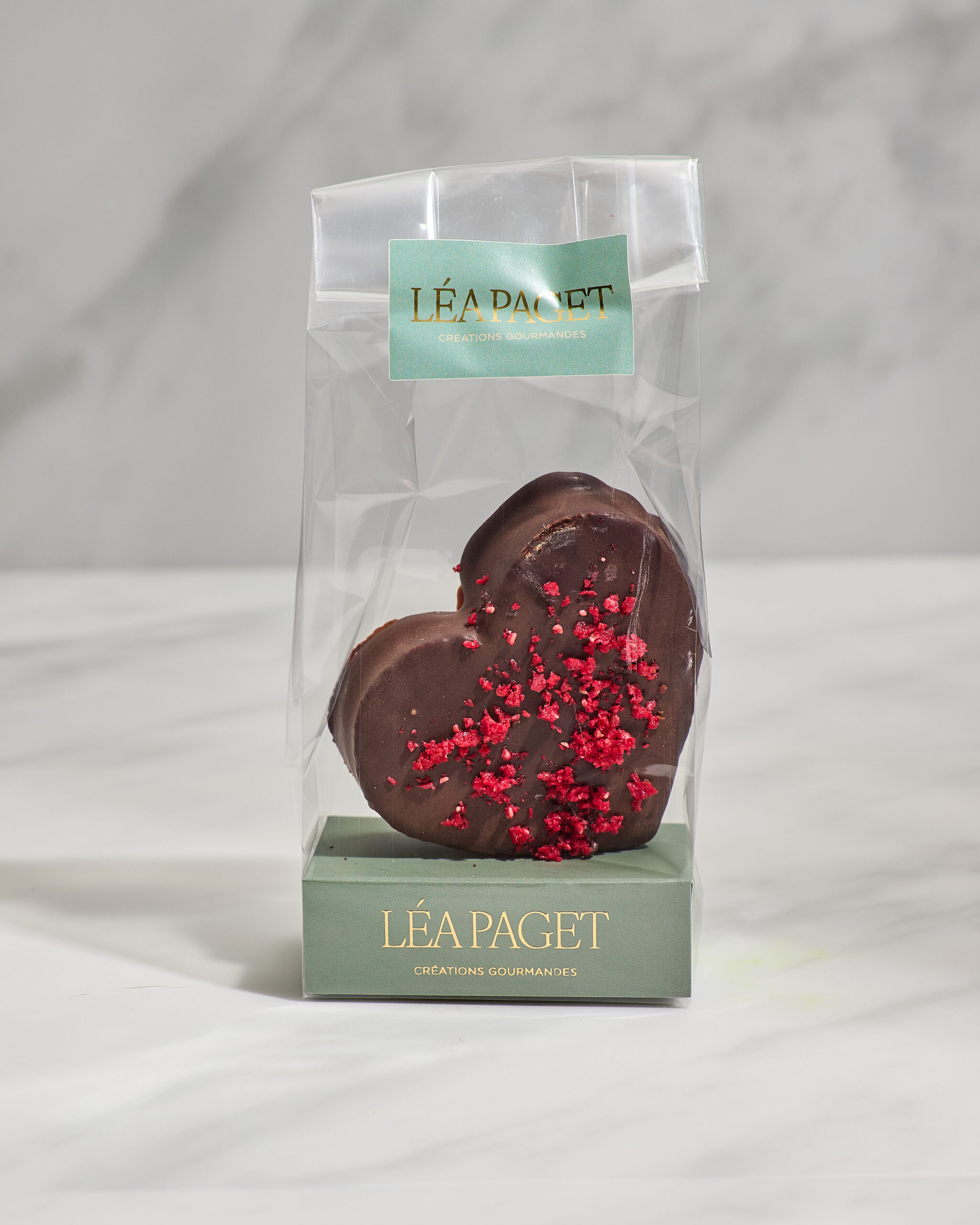 Coeur Guimauve framboise enrobée de chocolat noir